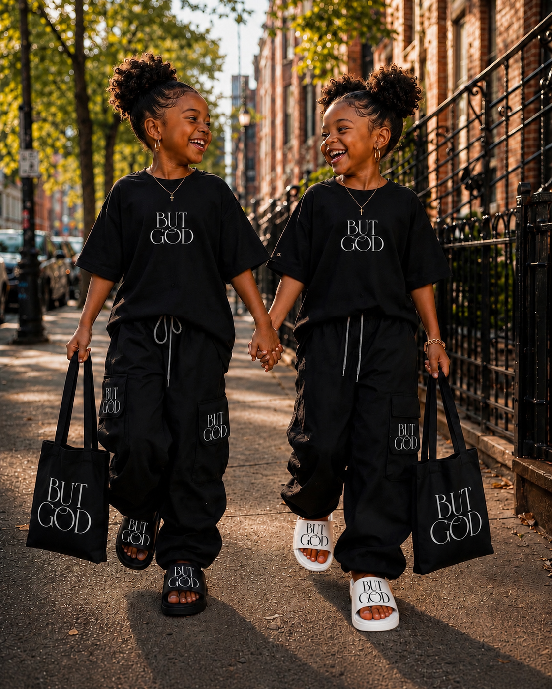 But God Black or White Little Princess Faith Slides-Girls