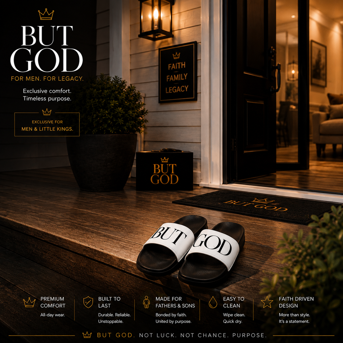 But God Men`s White Faith Slides