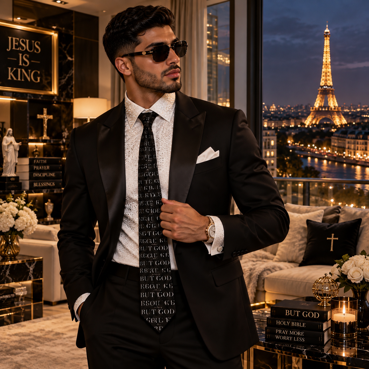 But God Black Necktie