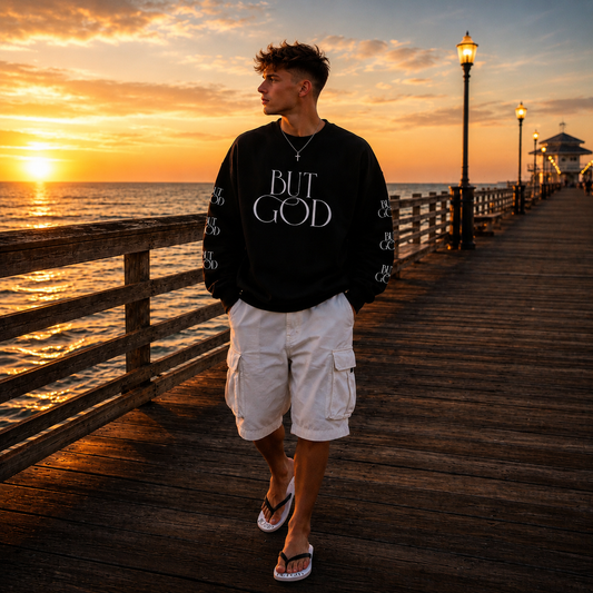 But God Signature Sweatshirt- Front , Back, and both Sleeves