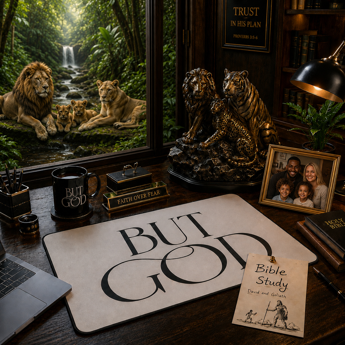 But God Desk White Mat Pad