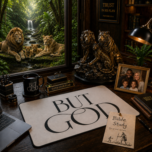 But God Desk White Mat Pad