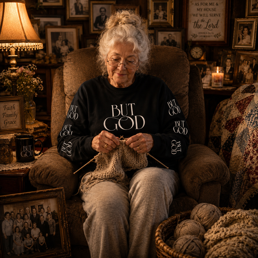 But God Premium Sweatshirt-Front, Back and  Both Sleeves