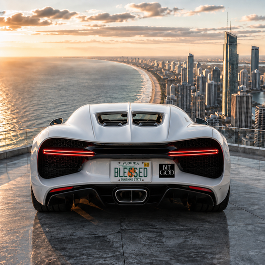 But God Car Signature Black & White Car Magnet