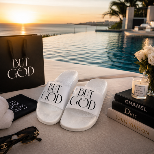 But God Women's Black or White Faith Slides