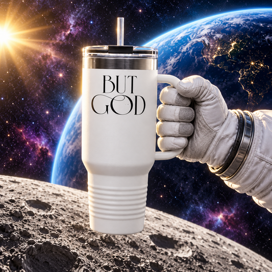 But God 40oz White Travel Mug